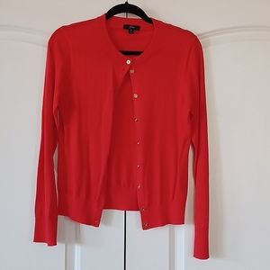 J Crew red lightweight cardigan sz small with gold buttons